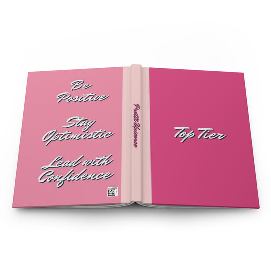 Top Tier, Self-Talk Pretti Affirmations Matte Hardcover Journal  - Pretty Double Pink and White